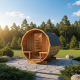 Sauna zewnętrzna w kształcie beczki dla 4-6 osób - piec 9 kW + gonty w zestawie - SNÖ