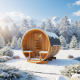 Sauna zewnętrzna w kształcie beczki dla 4-6 osób - piec 9 kW + gonty w zestawie - SNÖ